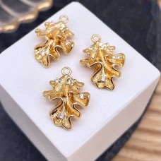 Подвеска фриформ цирконы, цвет золото 17 мм 