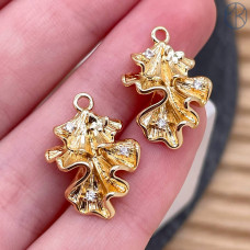 Подвеска фриформ цирконы, цвет золото 17 мм 