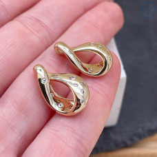 Подвеска фриформ цирконы, цвет золото 19х12 мм