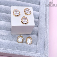 Подвеска фриформ прямоугольник циркон, цвет золото 12х16 мм 