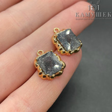 Подвеска фриформ прямоугольник сахарный черный циркон, цвет золото 12х16 мм 