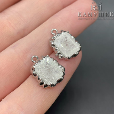 Подвеска фриформ прямоугольник сахарный циркон, цвет золото 12х16 мм