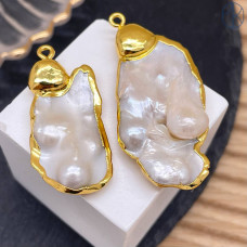 Подвеска фриформ жемчуг барокко, цвет золото ~ 30 мм 