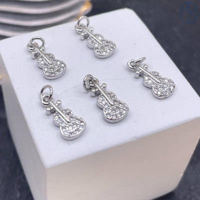 Подвеска гитара, цвет серебро 13х6 мм 