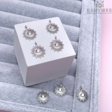 Подвеска глаз с лучами циркон, цвет серебро 14х12 мм