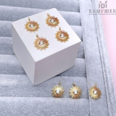 Подвеска глаз с лучами циркон, цвет золото 14х12 мм