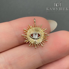 Подвеска глаз с лучами циркон, цвет золото 17 мм