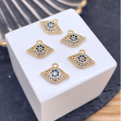 Подвеска глаза, цвет золото 7х12 мм 