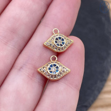 Подвеска глаза, цвет золото 7х12 мм 