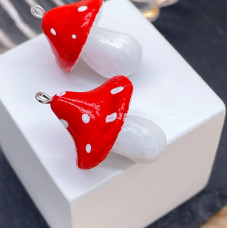 Подвеска гриб мухомор, цвет серебро 25 мм