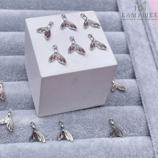 Подвеска хвост кита, цвет серебро 11х8 мм 