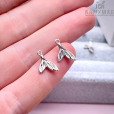 Подвеска хвост кита, цвет серебро 11х8 мм 