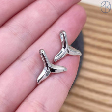 Подвеска хвост кита, цвет серебро 12х11 мм