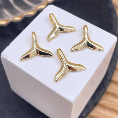 Подвеска хвост кита, цвет золото 12х11 мм