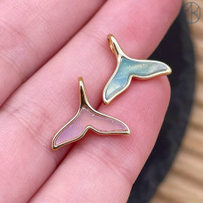 Подвеска хвост кита микс эмаль, цвет золото 12 мм