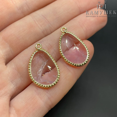 Подвеска капля аметист лавандовый, цвет золото 23 мм