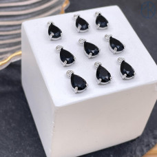 Подвеска капля черный циркон, цвет серебро 7х4 м