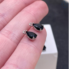 Подвеска капля черный циркон, цвет серебро 7х4 м