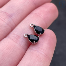 Подвеска капля черный циркон, цвет золото 7х4 мм
