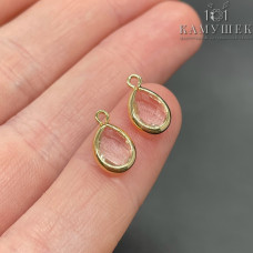 Подвеска капля циркон, цвет золото 11х7 мм