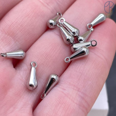 Подвеска капля, цвет серебро 10х4 мм 