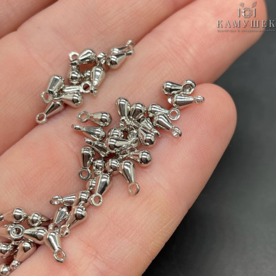 Подвеска капля, цвет серебро 6х2 мм 