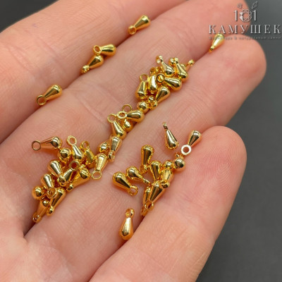 Подвеска капля, цвет золото 6х2 мм