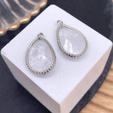 Подвеска капля горный хрусталь, цвет серебро 23 мм