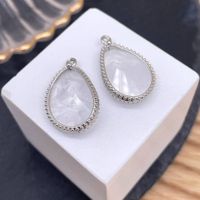 Подвеска капля горный хрусталь, цвет серебро 23 мм