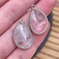 Подвеска капля горный хрусталь, цвет серебро 23 мм