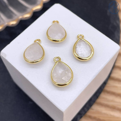 Подвеска капля горный хрусталь, цвет золото 11 мм