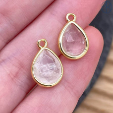 Подвеска капля горный хрусталь, цвет золото 11 мм
