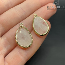 Подвеска капля горный хрусталь, цвет золото 23 мм