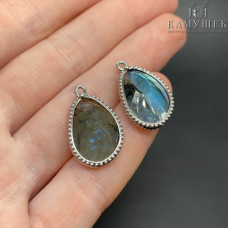 Подвеска капля лабрадор, цвет серебро 23 мм