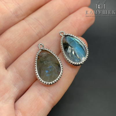 Подвеска капля лабрадор, цвет серебро 23 мм