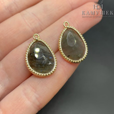 Подвеска капля лабрадор, цвет золото 23 мм