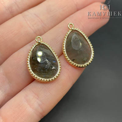 Подвеска капля лабрадор, цвет золото 23 мм