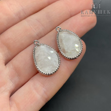 Подвеска капля лунный камень, цвет серебро 23 мм