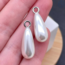 Подвеска капля майорка сталь 21х9 мм, цвет серебро