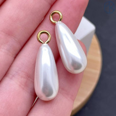 Подвеска капля майорка сталь 21х9 мм, цвет золото 18К 