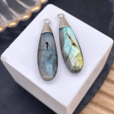 Подвеска капля огранка лабрадор, цвет серебро 30х9 мм