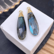 Подвеска капля огранка лабрадор, цвет золото 30х9 мм