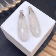 Подвеска капля огранка лунный камень, цвет серебро 30х9 мм