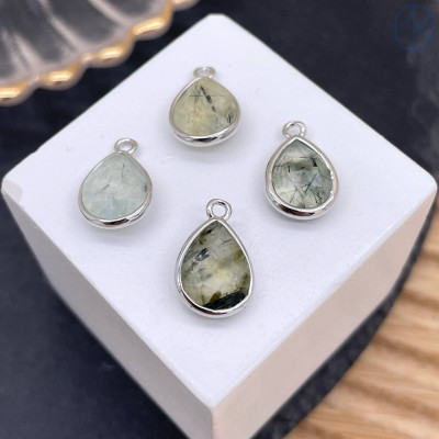 Подвеска капля пренит, цвет серебро 11 мм