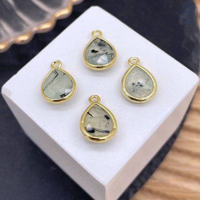 Подвеска капля пренит, цвет золото 11 мм