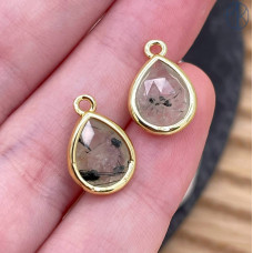 Подвеска капля пренит, цвет золото 11 мм