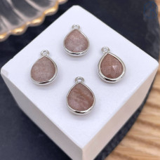 Подвеска капля солнечный камень, цвет серебро 11 мм