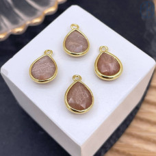 Подвеска капля солнечный камень, цвет золото 11 мм