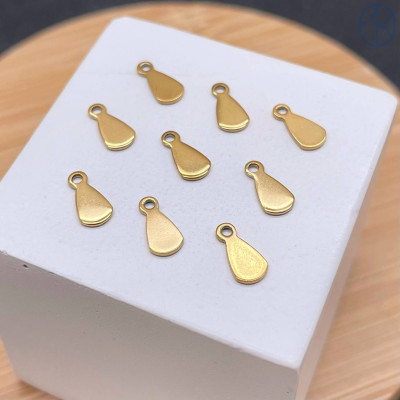 Подвеска капля сталь 4х8 мм, цвет золото 18К