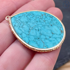 Подвеска капля турквенит, цвет золото 40х34 мм